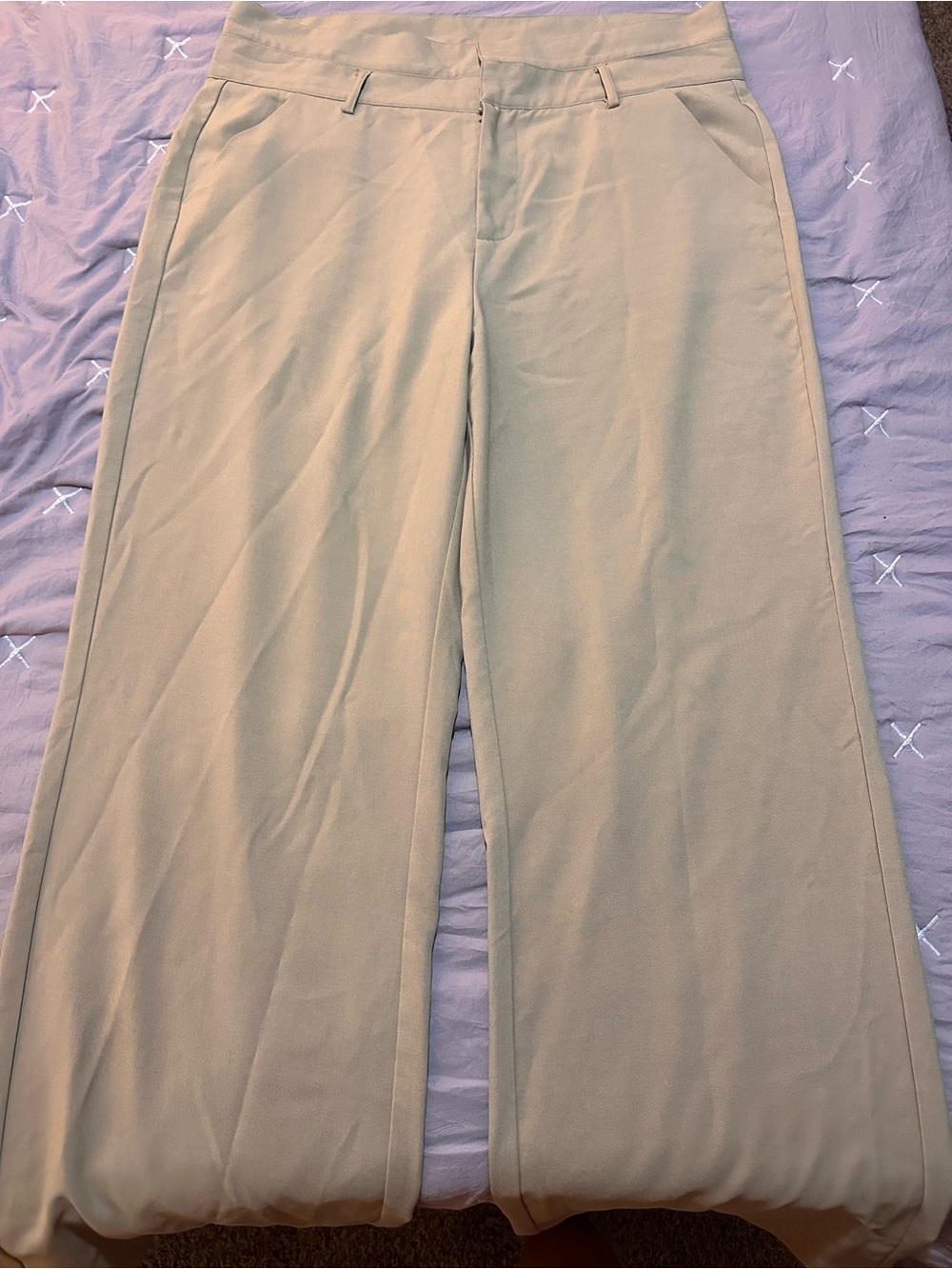 Fashion Nova Wide-Leg Dress Pants in Beige